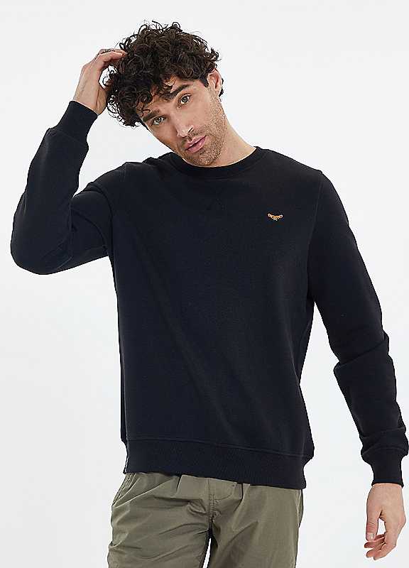 Threadbare Men's Black The Essential Cotton Rich Crew Neck Sweatshirt In - Image 2