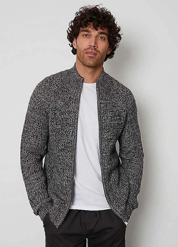 Threadbare Men's Grey Full-Zip Cardigan In | Size: Xl - Image 2
