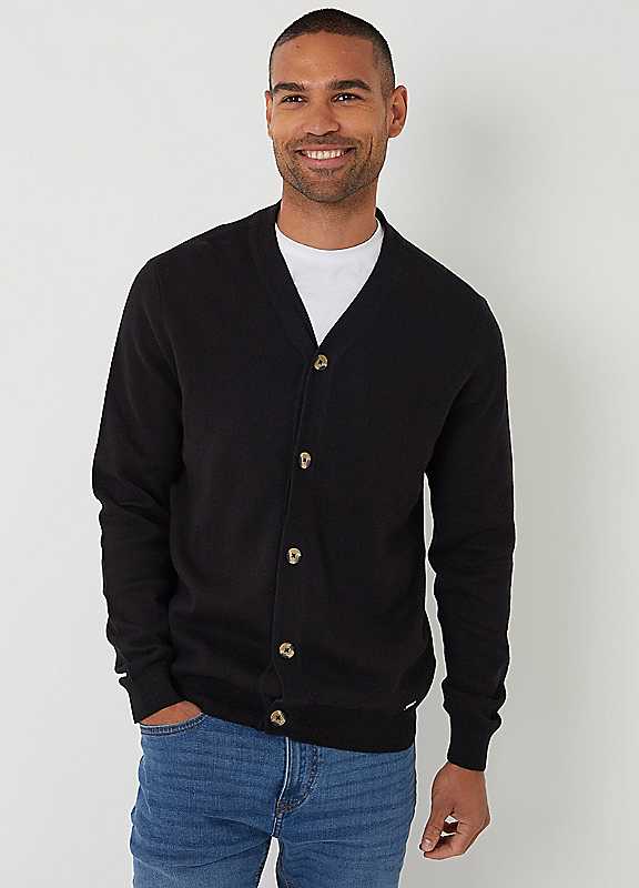 Threadbare Men's Black Knitted Cardigan In | Size: Medium - Image 2