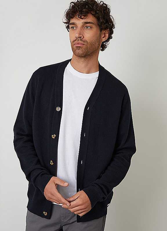 Threadbare Men's Navy Knitted Cardigan In | Size: Medium - Image 2