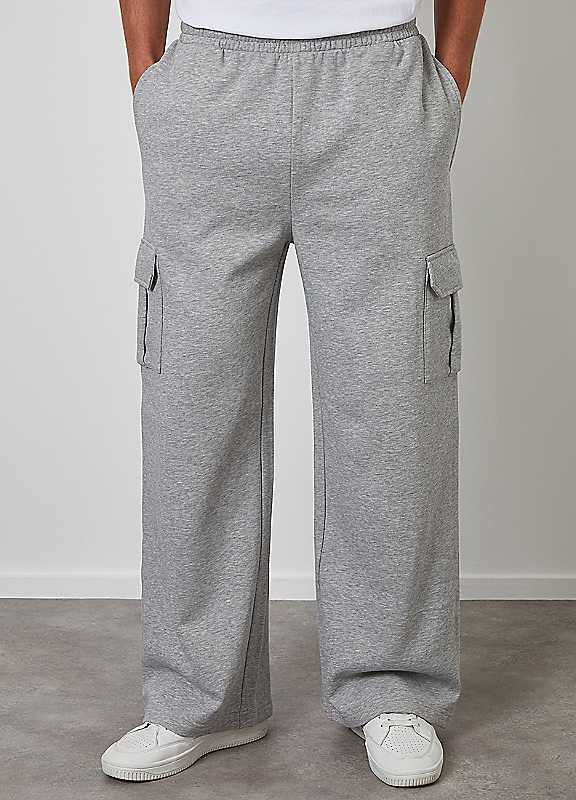 Threadbare Light Grey Wide Leg Cargo Joggers