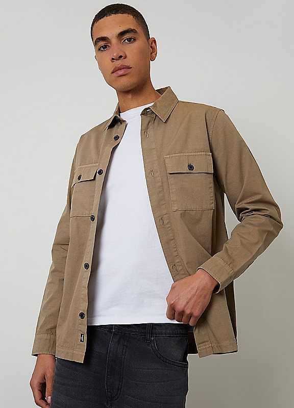 Threadbare Men's Beige Lightweight Shacket In | : Medium - Image 3