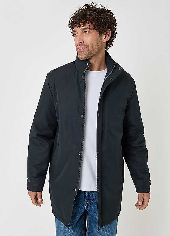 Threadbare Men's Navy Longline Showerproof Funnel Neck Coat In | : 2XL - Image 2