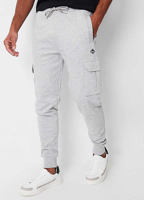 Threadbare Men's Grey Marl Fleece Stefan Joggers Large