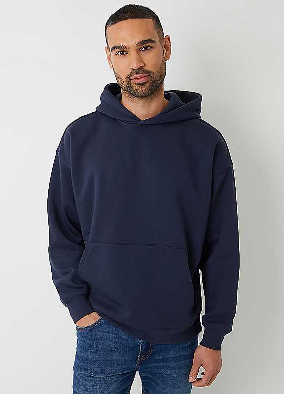 Threadbare Navy Relaxed Fit Pullover Hoodie Extra Large