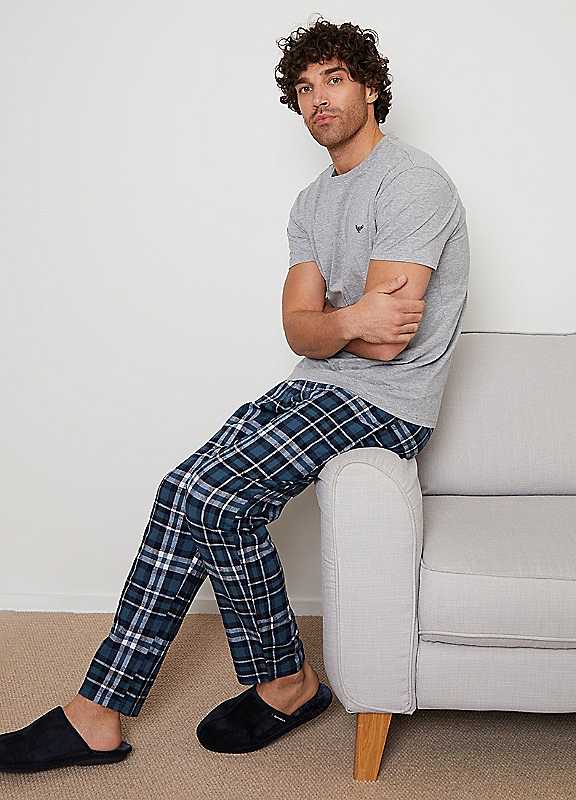 Threadbare Grey Pyjama Set In & Teal Check - Image 3