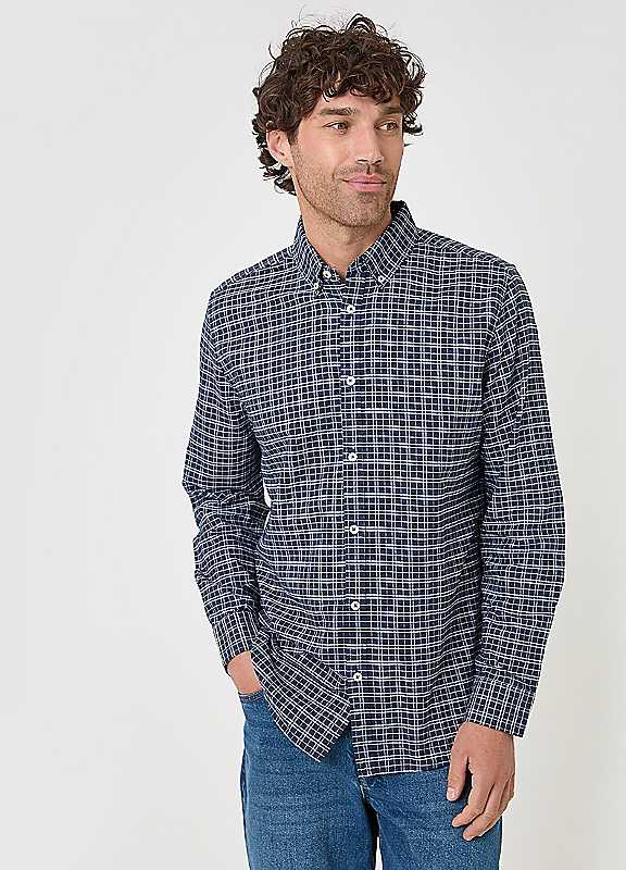 Threadbare Men's Navy Regular Fit Cotton Oxford Shirt In | Size: Large - Image 3