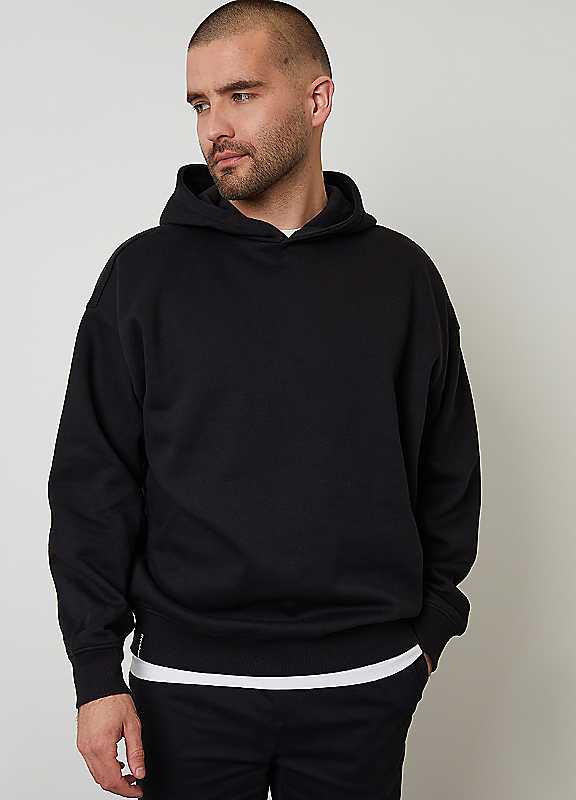 Threadbare Black Relaxed Fit Pullover Hoodie Large