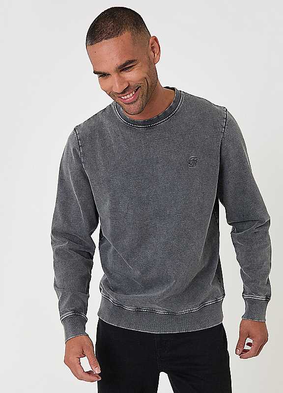 Threadbare Men's Grey Ribbed Cotton Sweatshirt In Charcoal - Image 3