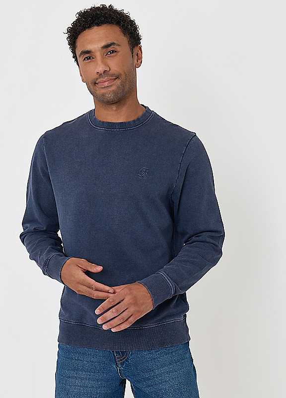 Threadbare Men's Blue Ribbed Cotton Sweatshirt In Navy - Image 3