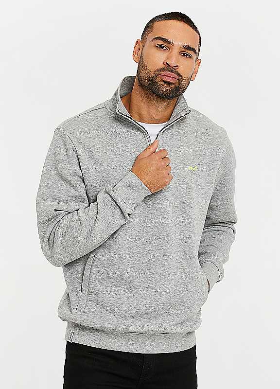 Threadbare Grey Patrick Quarter Zip Neck Sweatshirt Small