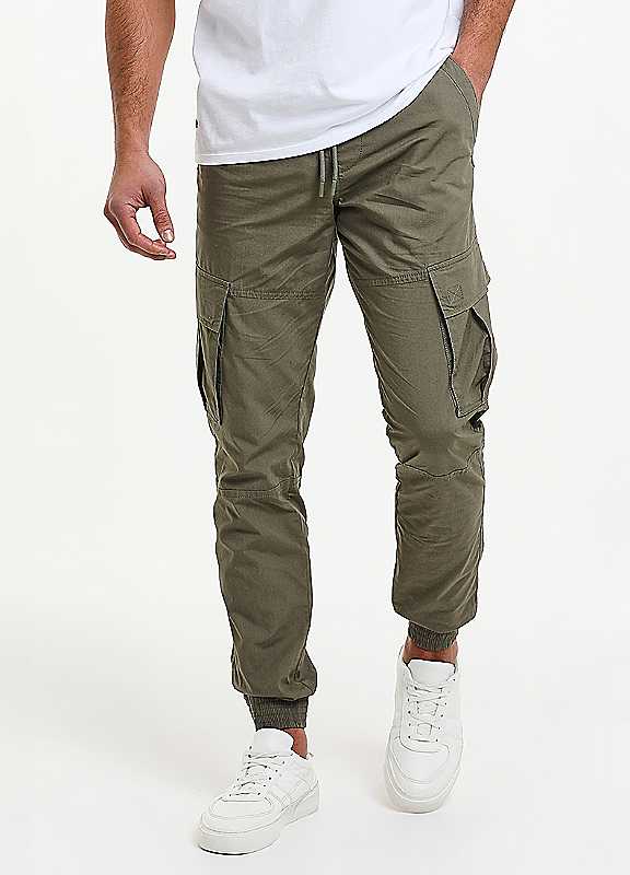Threadbare Khaki Prince Cotton Cuffed Cargo Trousers Xxl
