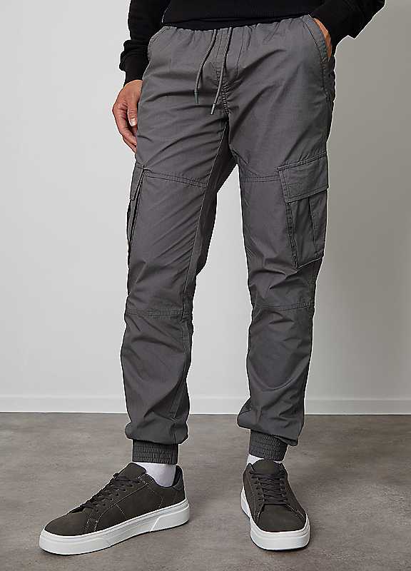 Threadbare Mid Grey Prince Cotton Cuffed Cargo Trousers Large