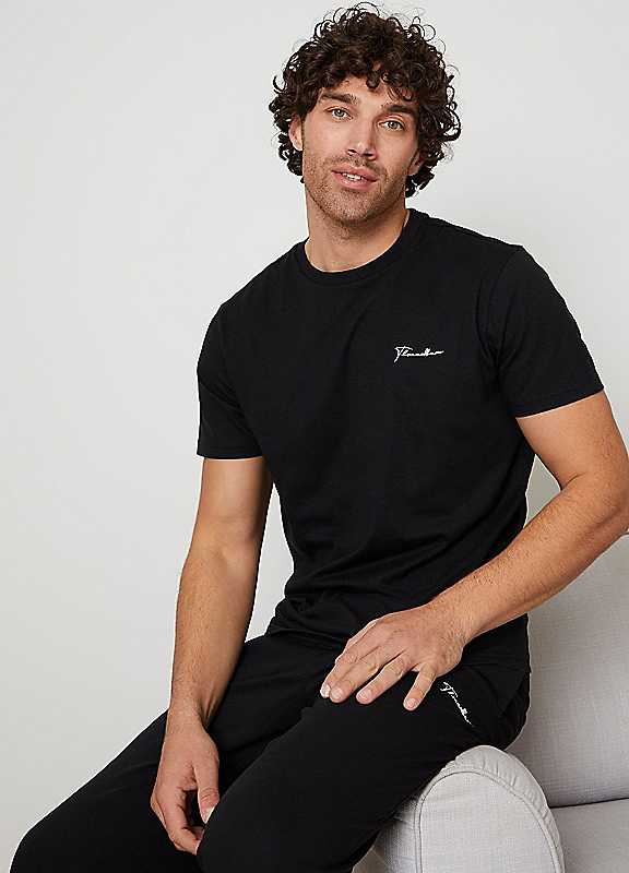 Threadbare Men's Black Script Logo Lounge Set In - Image 2