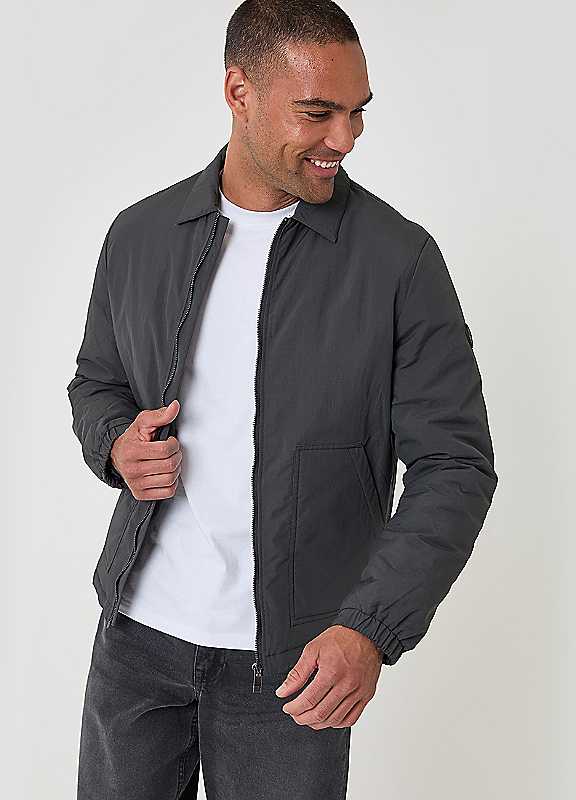 Threadbare Men's Grey Showerproof Collared Harrington Jacket In | : Extra Large - Image 2