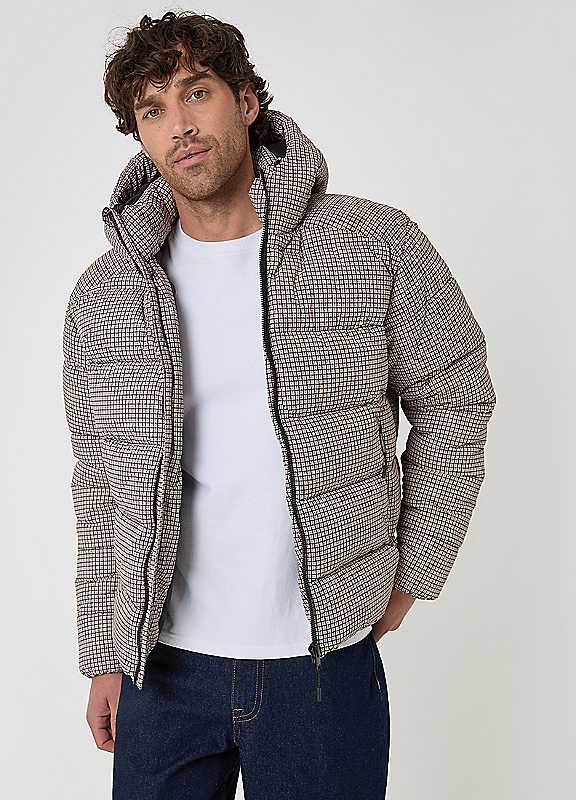 Threadbare Men's Brown Showerproof Hooded Puffer Coat - Image 3