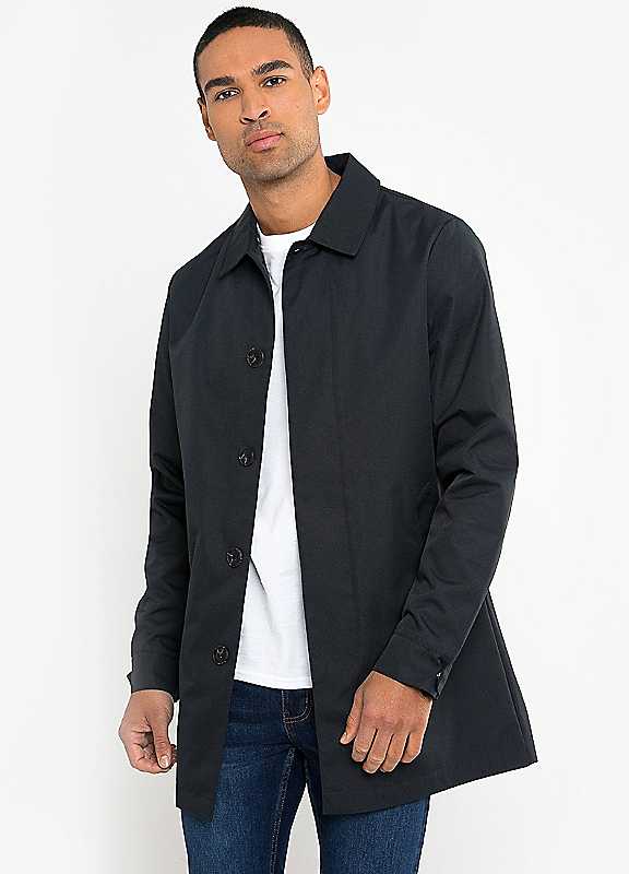 Threadbare Navy Showerproof Longline Mac In