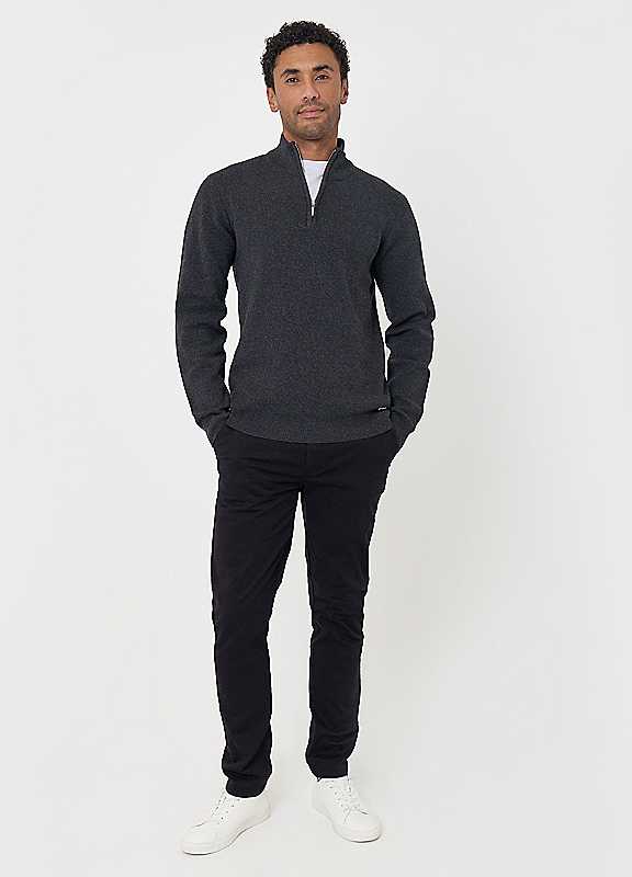 Threadbare Men's Black The Classic Slim Fit Chino Trousers In - Image 2