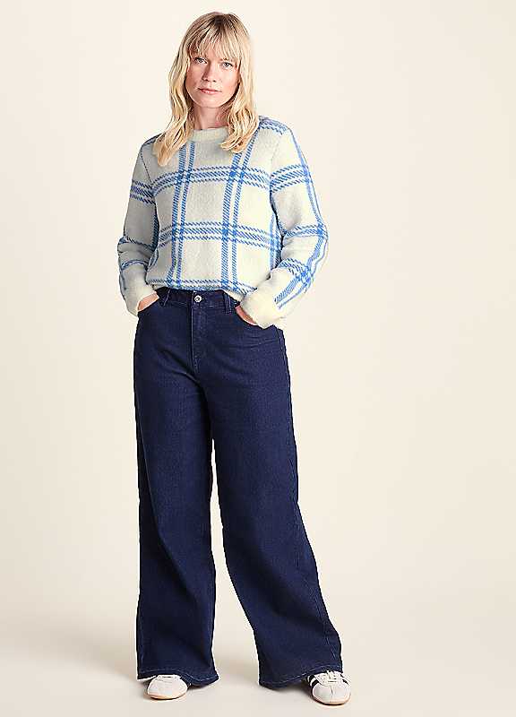 Tog24 Women's Vanilla Delilah Checked Chunky Knit Jumper