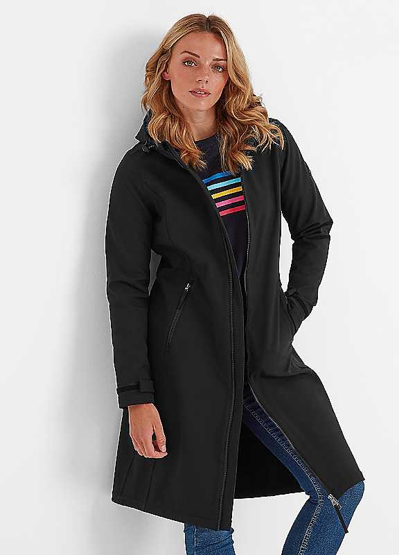 Tog24 Women's Black Enya Waterproof Softshell Long Jacket Size 12