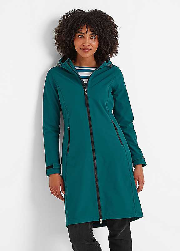 Tog24 Women's Deep Teal Enya Waterproof Softshell Long Jacket Size 18
