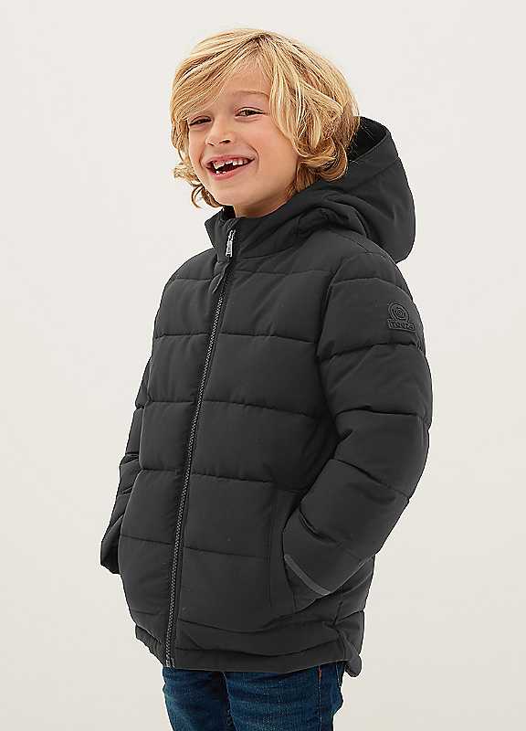 Tog24 Boys Black Harecroft Kids Padded Jacket