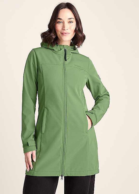 Tog 24 Women's Green Long Keld Shower Resistant Hooded Softshell Jacket - Image 4