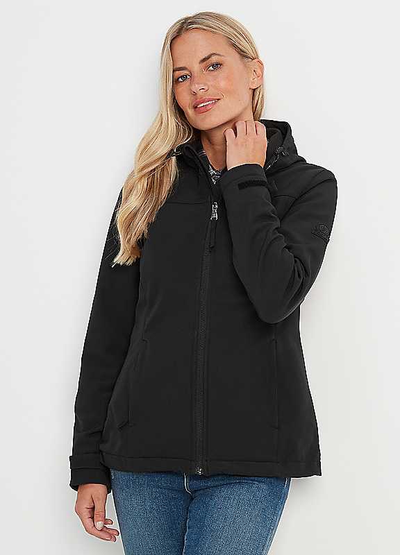 Tog24 Women's Black Keld Softshell Hooded Jacket Size 14