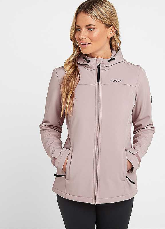 Tog24 Women's Dusky Pink Keld Softshell Hooded Jacket Size 16