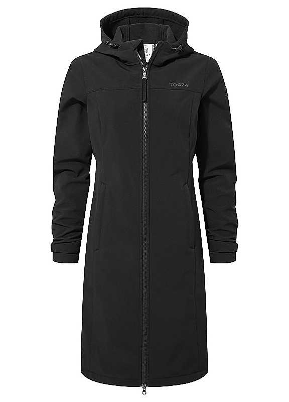 Tog24 Women's Black Maribel Extra Long Softshell Jacket Size 24