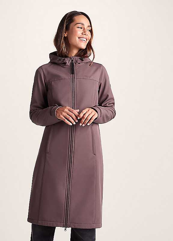 Tog24 Women's Dark Mauve Marina Extra Long Softshell Jacket