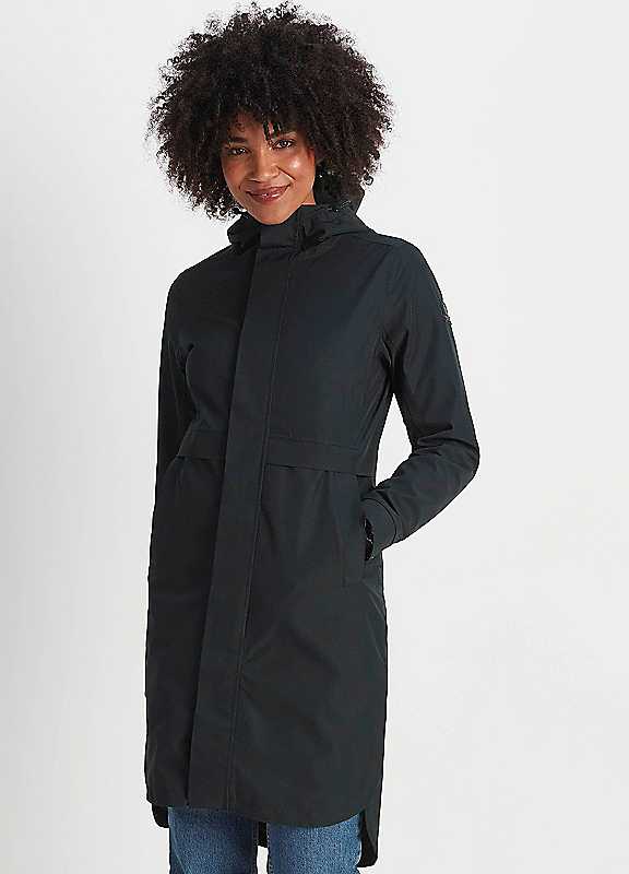 Tog24 Women's Black Saunter Long Waterproof Jacket Size 16