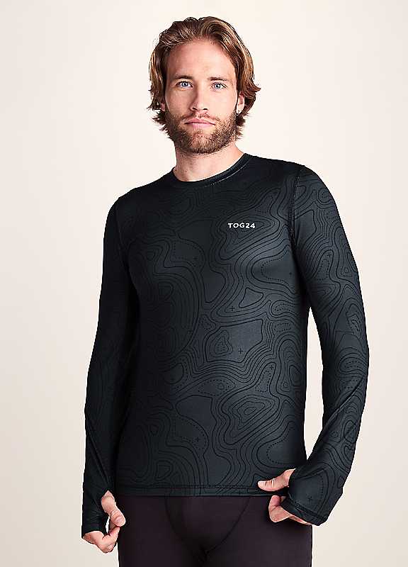 Tog24 Men's Black Snowdon Thermal Crew Neck Base Layer