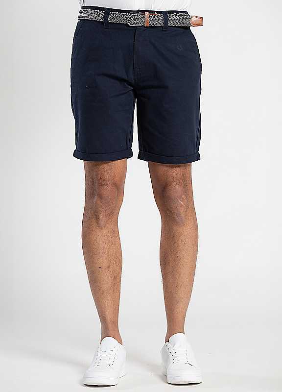 Tokyo Laundry Navy Cotton Belted Chino Shorts