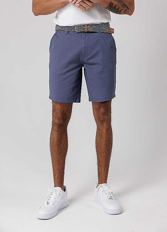Tokyo Laundry Men's Mid Blue Cotton Twill Peached Shorts In | Size: Large - Image 2