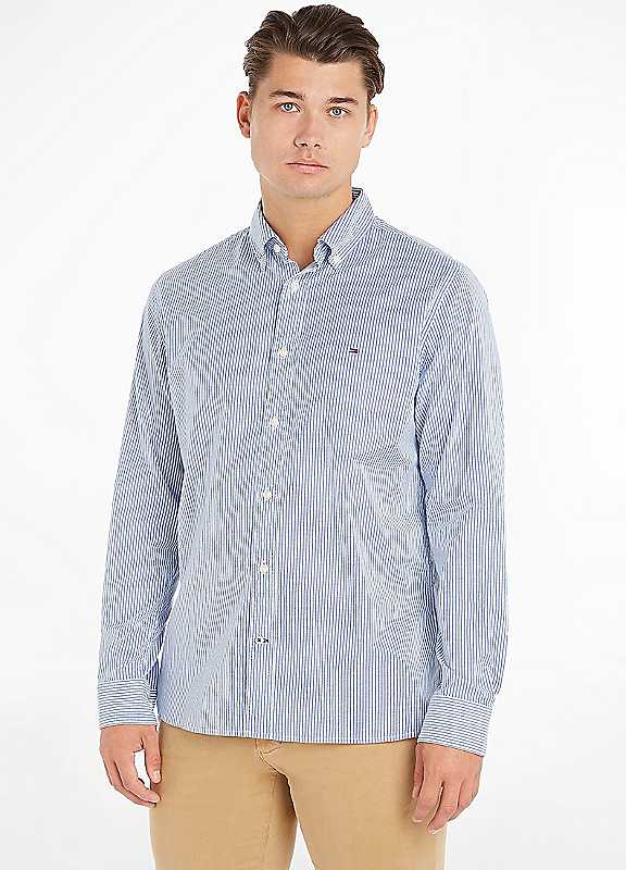 Tommy Hilfiger Blue Stripe 1985 Flex Stripe Oxford Shirt Medium