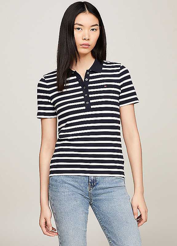 Tommy Hilfiger Navy Stripe 1985 Stripe Polo Shirt Xxl