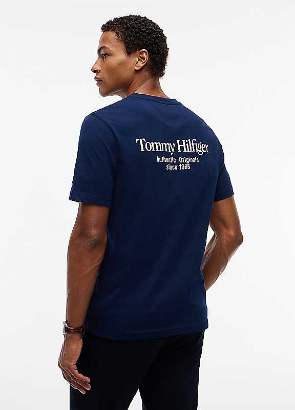 Tommy Hilfiger Men's Carbon Navy Back Text Seasonal Graphic T-Shirt - Size 40 - Image 3