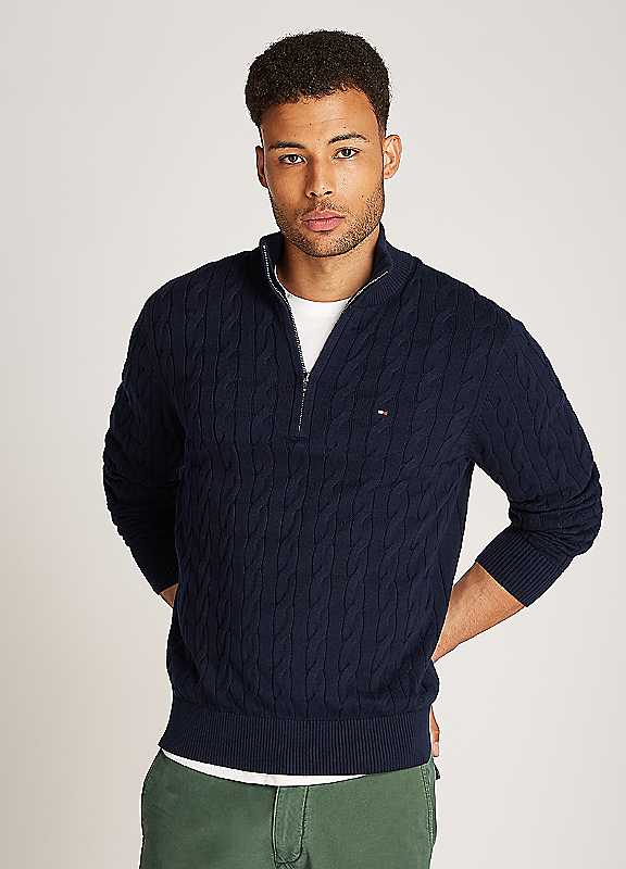 Tommy Hilfiger Classic Cable Knit Half-Zip Jumper - Navy - Xl - Image 10