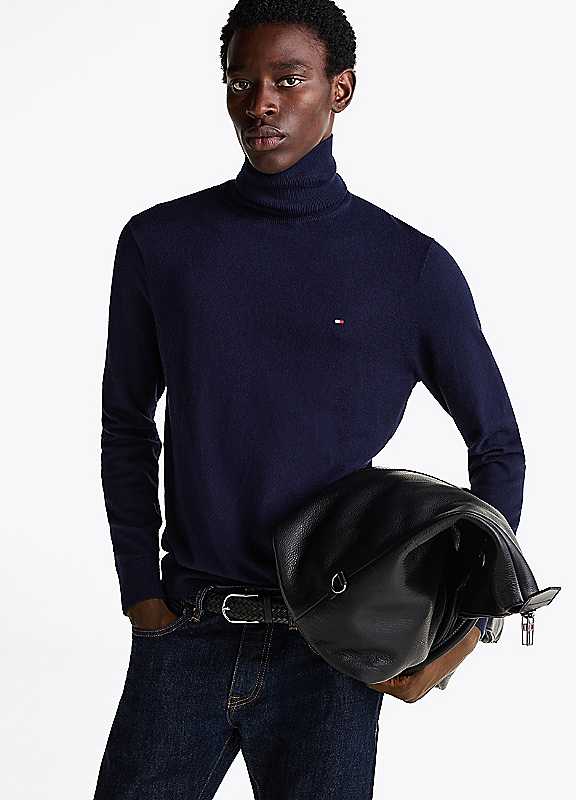 Tommy Hilfiger Pima Cotton/Cashmere Jumper With Turtleneck Men's Navy Blue Xxl - La Redoute - Image 3