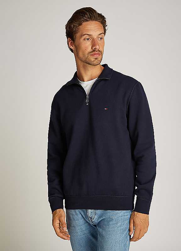 Tommy Hilfiger Men's Navy Peached Fleece Quarter-Zip Sweatshirt - Desert Sky - S - Image 3