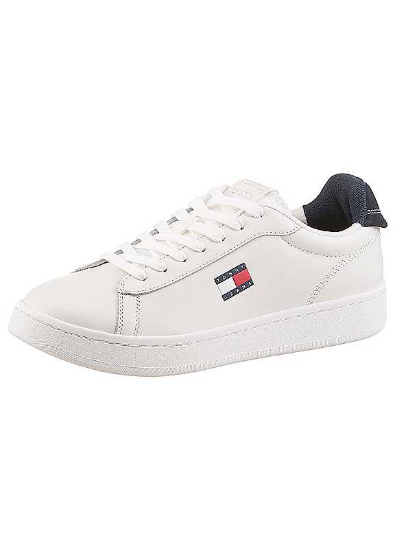 Tommy Jeans , Sneakers, Female, White, 6 Uk, White Navy Leather Trainers Women - Image 3