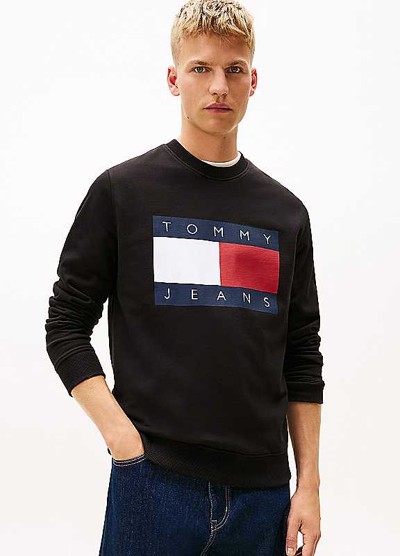 Tommy Hilfiger , Sweatshirts, Male, Black, Xl, Crew Neck Sweatshirt - Image 3