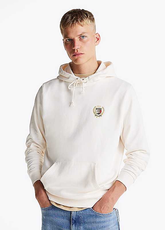Tommy Jeans White Classic Drawstring Hoodie Extra Large
