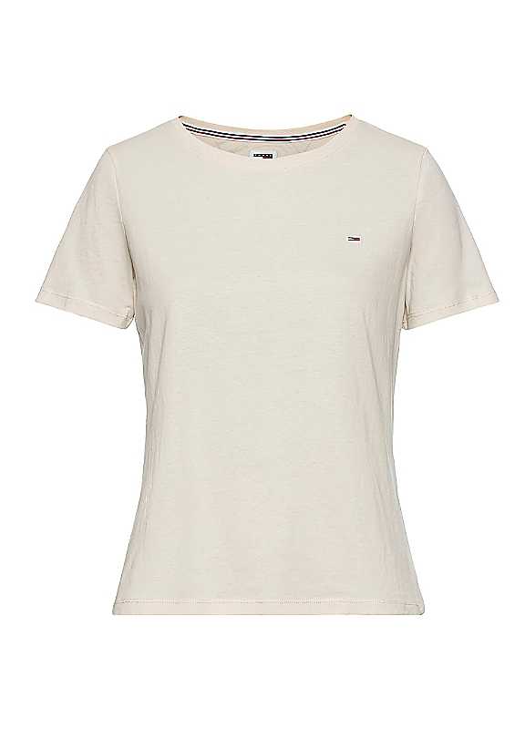 Tommy Jeans Ecru Crew Neck Tshirt Medium