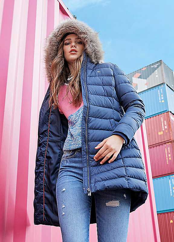 Tommy Jeans Navy Essential Hooded Down Jacket Extra Small