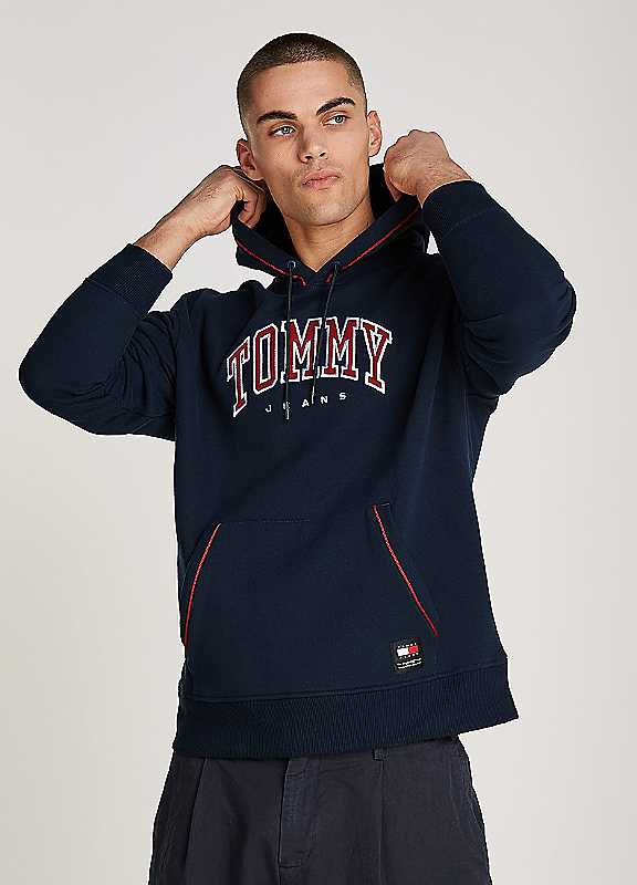 Tommy Jeans Navy Logo Print Hoodie Extra Large