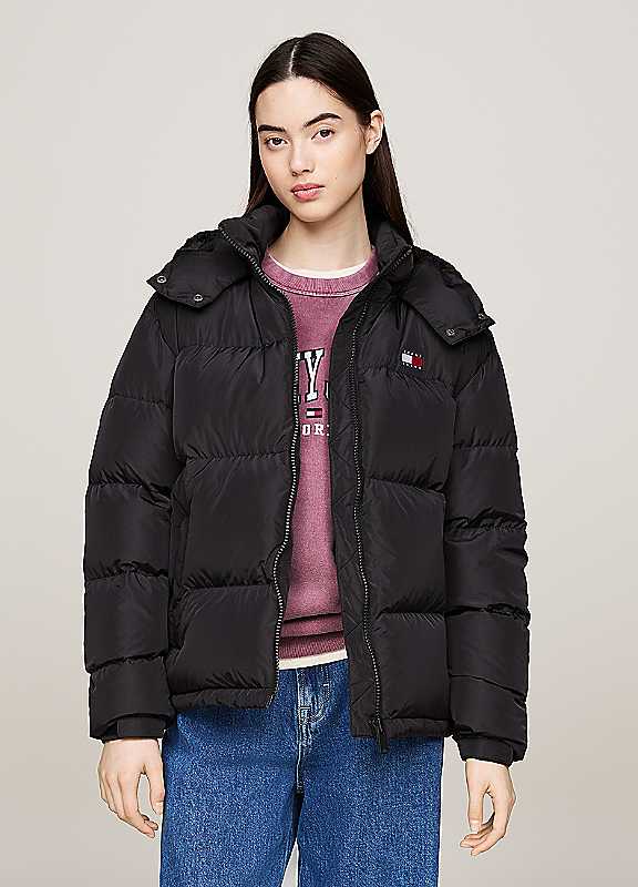 Tommy Jeans Alaska Short Padded Puffer Jacket With Hood Women's Black Medium - La Redoute - Image 4
