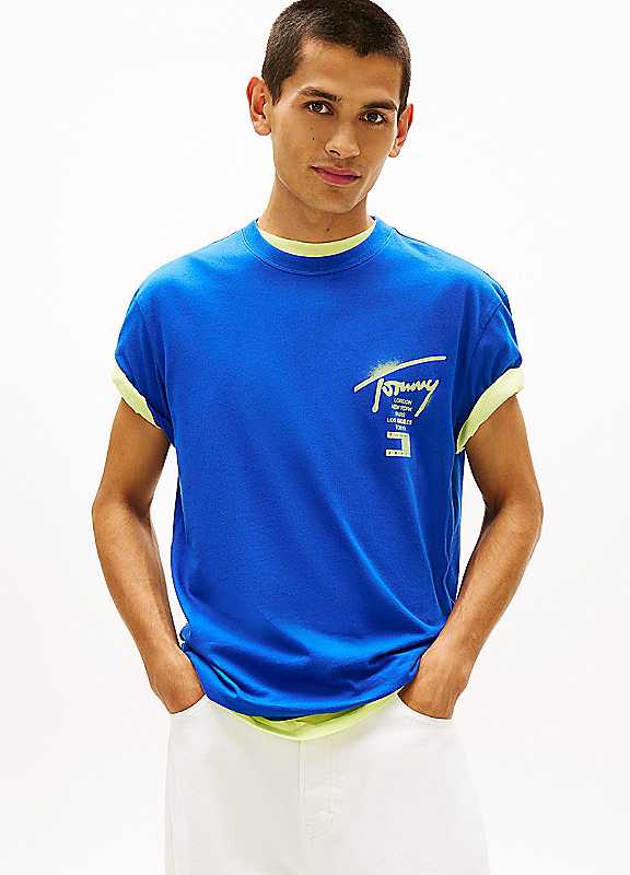 Tommy Jeans Men's .Sig City Blue Flag Logo T-Shirt - S - Image 5