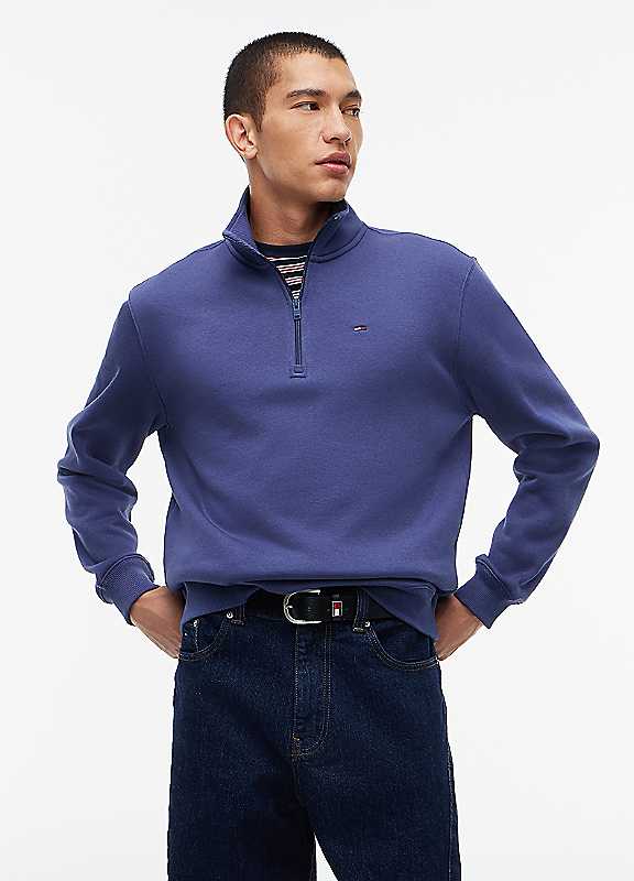 Tommy Jeans Navy Ribbed Halfzip Sweatshirt - Image 8
